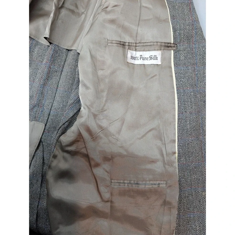 Botany 500 Houndstooth Sport Coat Men's 42R‎ Pure Silk Tweed Preppy Made in USA